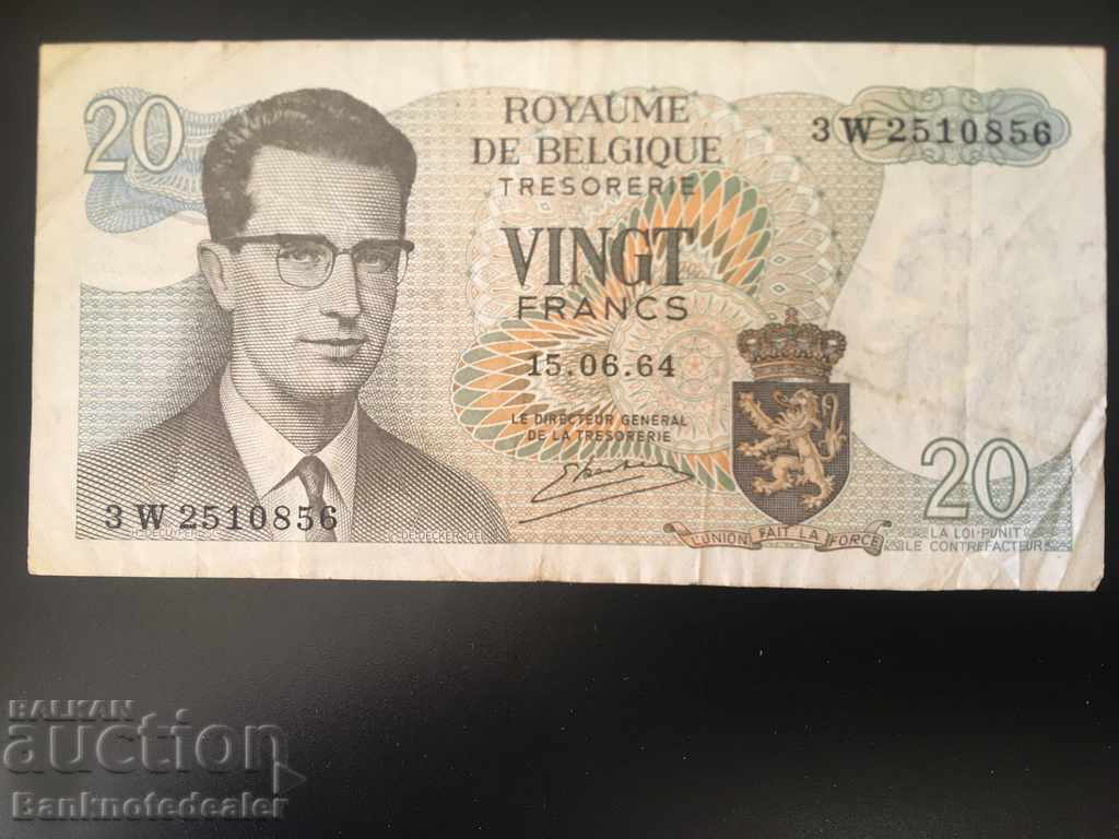 Belgium 20 Francs 1964 Pick 138 Ref 0856