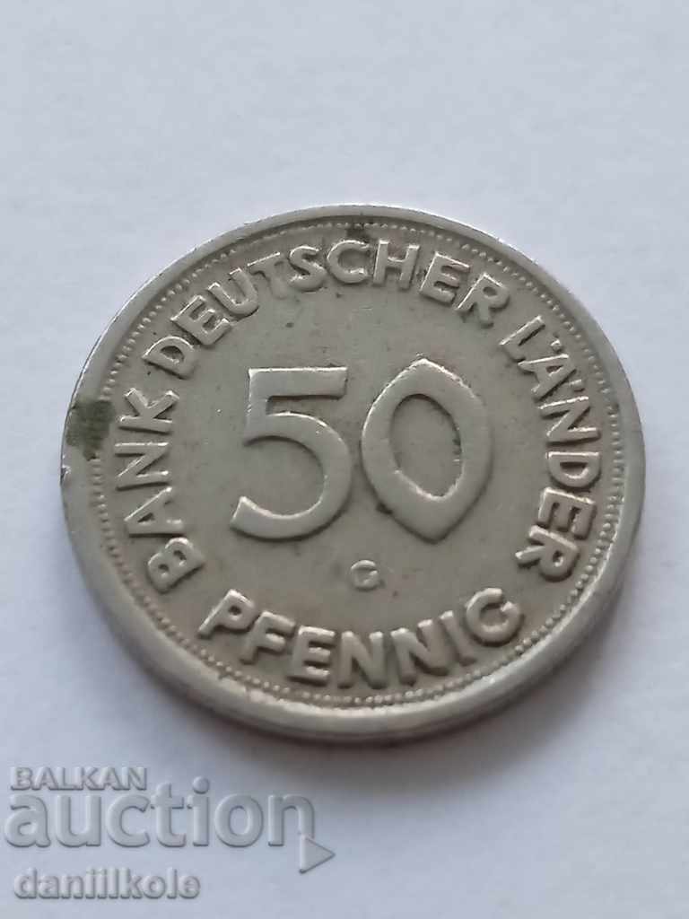 *$*Y*$* ГЕРМАНИЯ ФРГ 50 ПФЕНИГА 50 PFENNIG - 1949 G *$*Y*$* с цена € 4.90 | 9.58 лв. *$*Y*$* ГЕРМАНИЯ ФРГ 50 ПФЕНИГА 50 PFENNIG - 1949 G *$*Y*$* с цена € 4.90 | 9.58 лв.