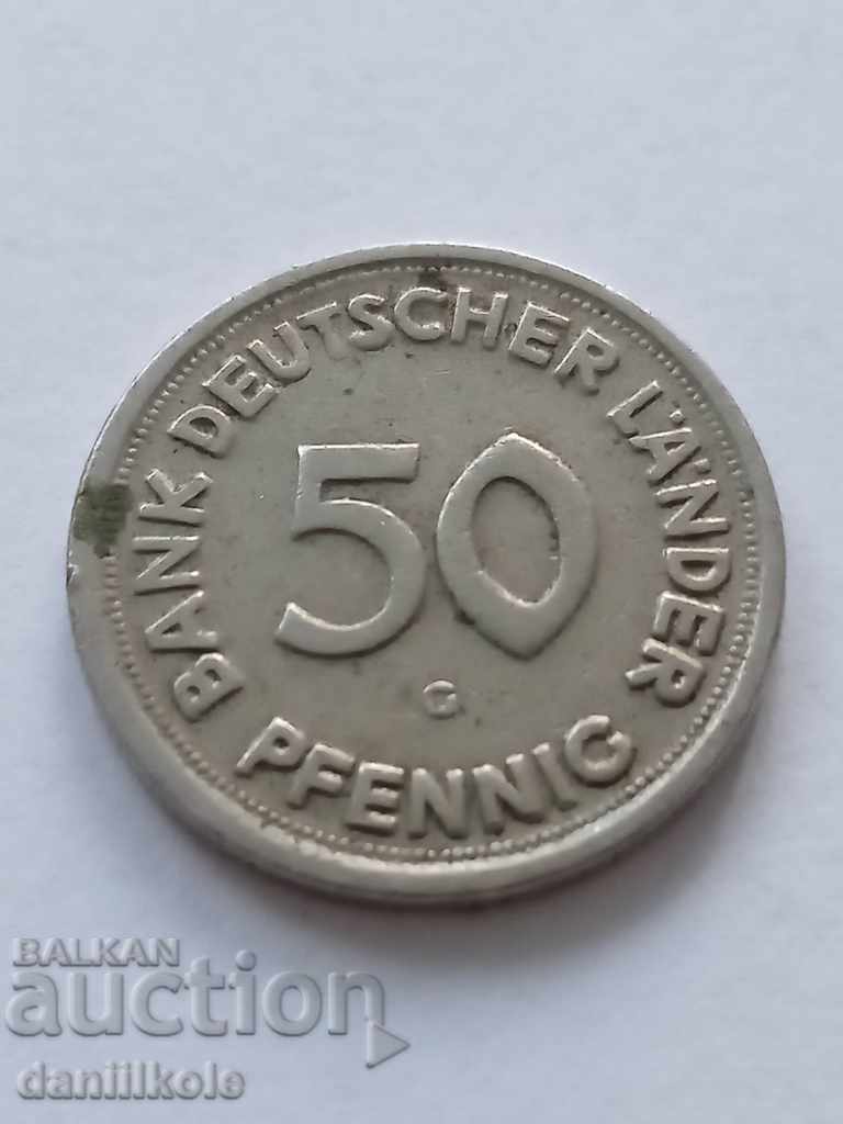 Доставка на *$*Y*$* ГЕРМАНИЯ ФРГ 50 ПФЕНИГА 50 PFENNIG - 1949 G *$*Y*$* Доставка на *$*Y*$* ГЕРМАНИЯ ФРГ 50 ПФЕНИГА 50 PFENNIG - 1949 G *$*Y*$*