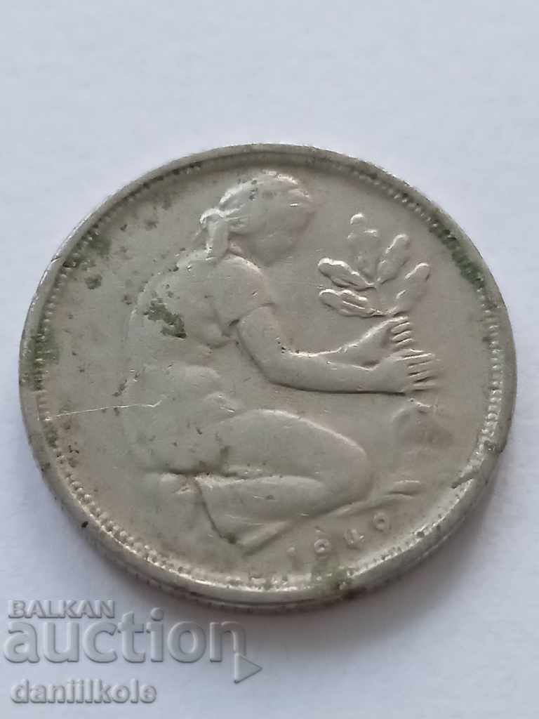 * $ * Y * $ * GERMANIA FRG 50 PFENNIG 50 PFENNIG - 1949 G * $ * Y * $ * - 5