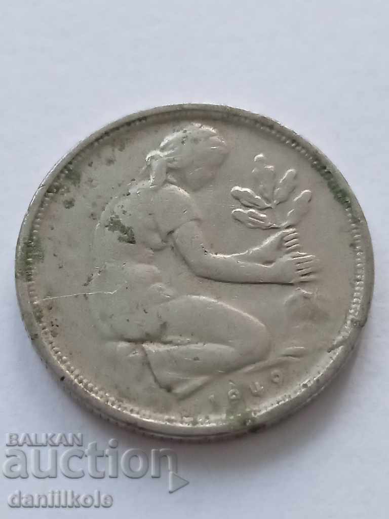 * $ * Y * $ * GERMANIA FRG 50 PFENNIG 50 PFENNIG - 1949 G * $ * Y * $ * - 6