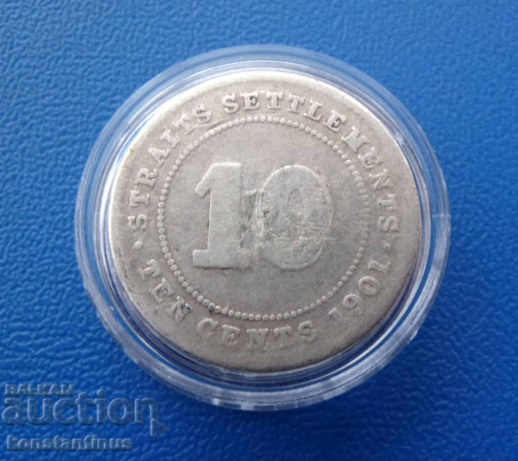 Стрейт Сетлимент 10  Цента  1901  Rare с цена € 12.78 | 25.00 лв.