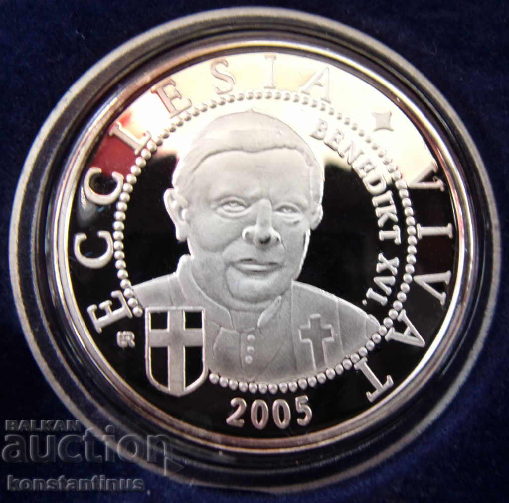 Аукцион Ватикана Официален Пробен Сет + Сребърен Медал 2005 UNC Rare