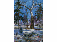 Winter in the park - oil paints