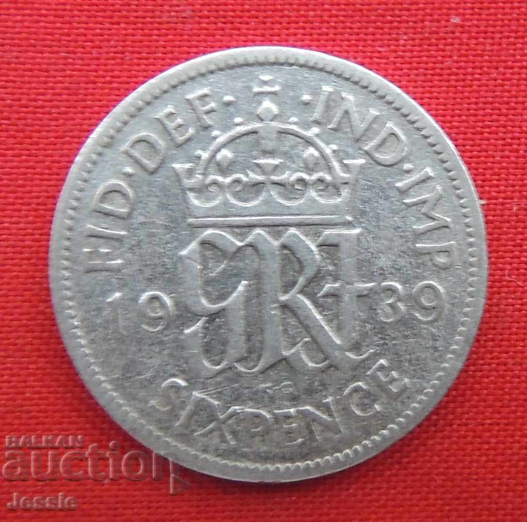 6 пенса 1939 Великобритания