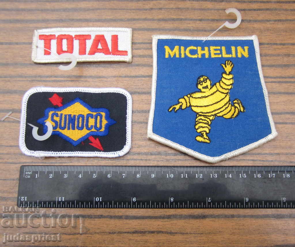 Delivery of TOTAL SUNOCO MICHELIN lot old stripes emblems Delivery of TOTAL SUNOCO MICHELIN lot old stripes emblems