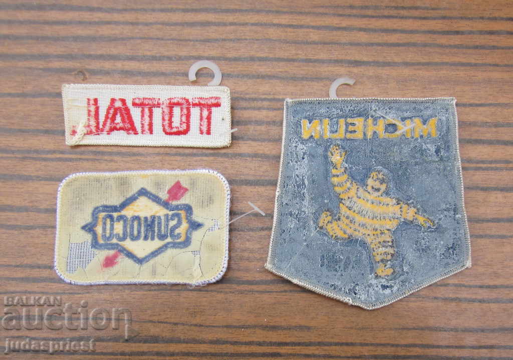 TOTAL SUNOCO MICHELIN lot old stripes emblems - 5 TOTAL SUNOCO MICHELIN lot old stripes emblems - 5