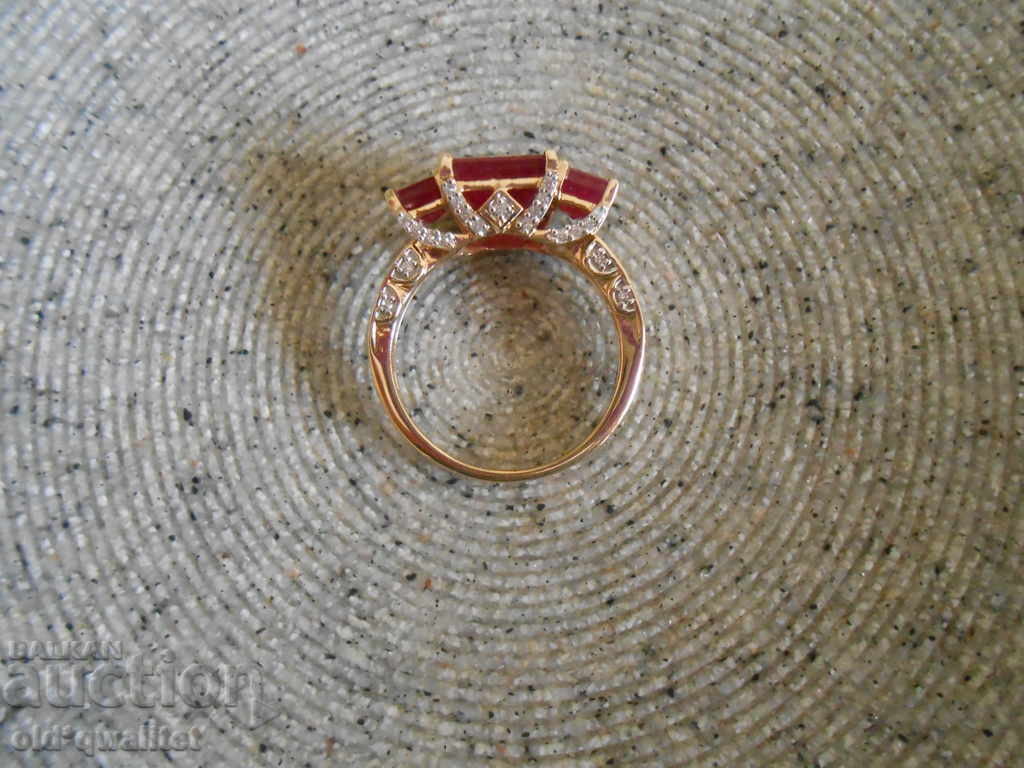 LUXURIOUS GOLDEN RING, 375 Gold with Natural Ruby and Topaz with price 1200.00 BGN | € 613.55
