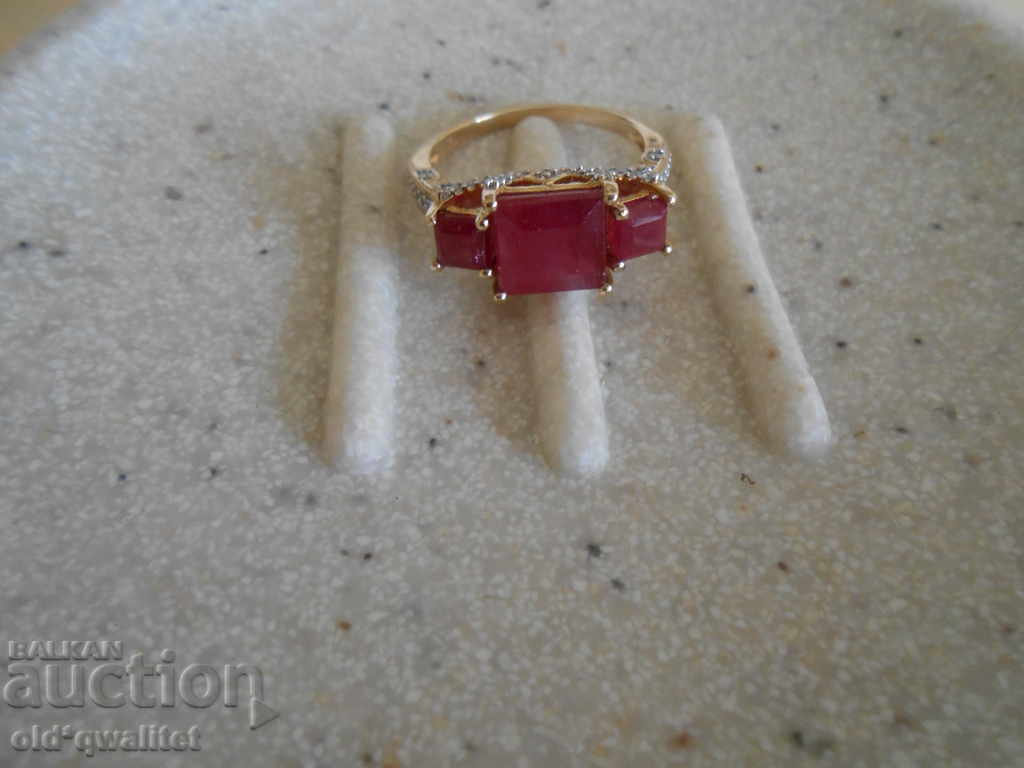 Delivery of LUXURIOUS GOLDEN RING, 375 Gold with Natural Ruby and Topaz