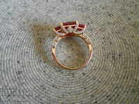 LUXURIOUS GOLDEN RING, 375 Gold with Natural Ruby and Topaz