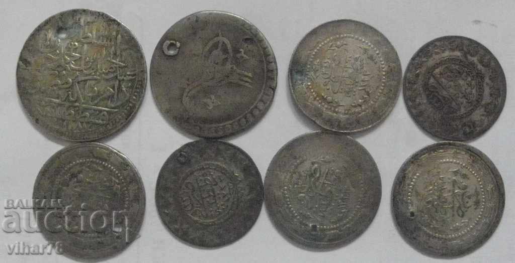 Monede turcești din argint otoman vechi.8 bucăți. - 6 Monede turcești din argint otoman vechi.8 bucăți. - 6