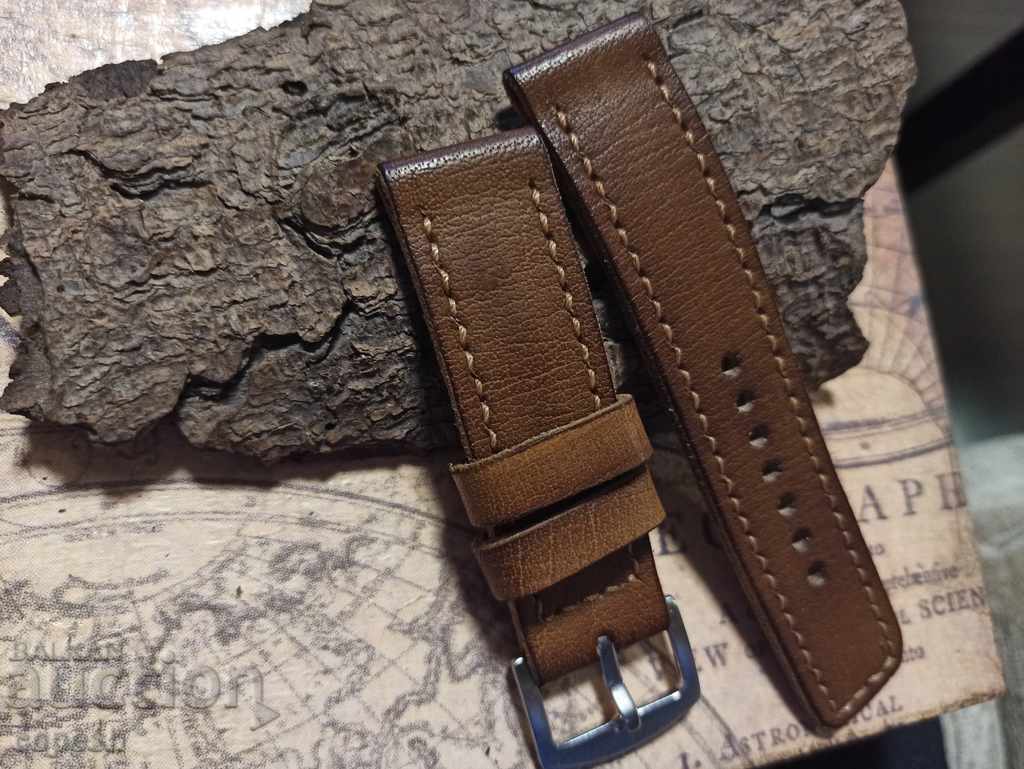 Δερμάτινο λουράκι ρολογιού 24mm Γνήσιο δέρμα χειροποίητο 825 με τιμή 45.00 BGN | € 23.01