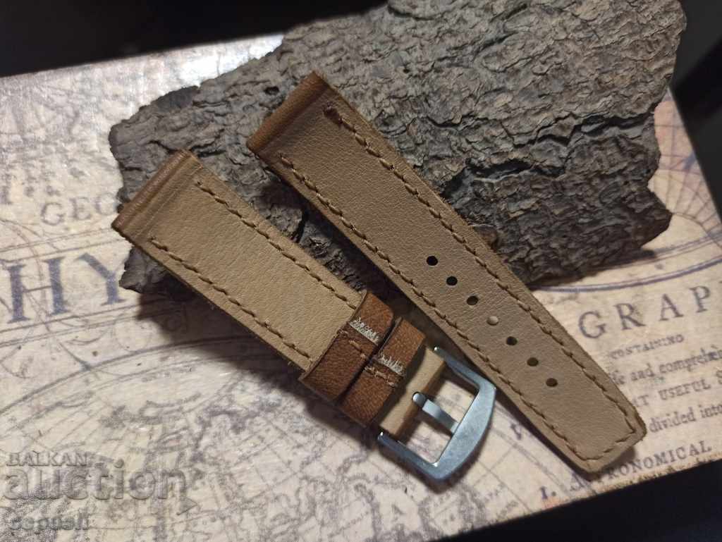 Leather watch strap 22mm Genuine leather by hand 827 - 7 Leather watch strap 22mm Genuine leather by hand 827 - 7