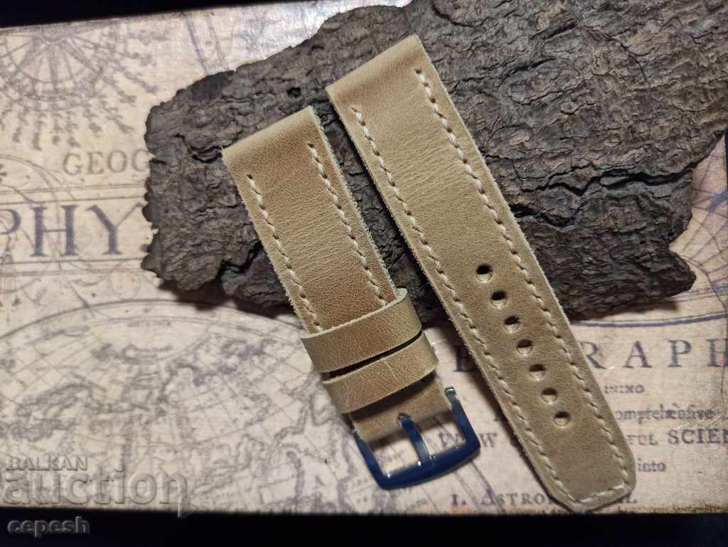 Auction Leather watch strap 24mm Genuine leather by hand 833 Auction Leather watch strap 24mm Genuine leather by hand 833