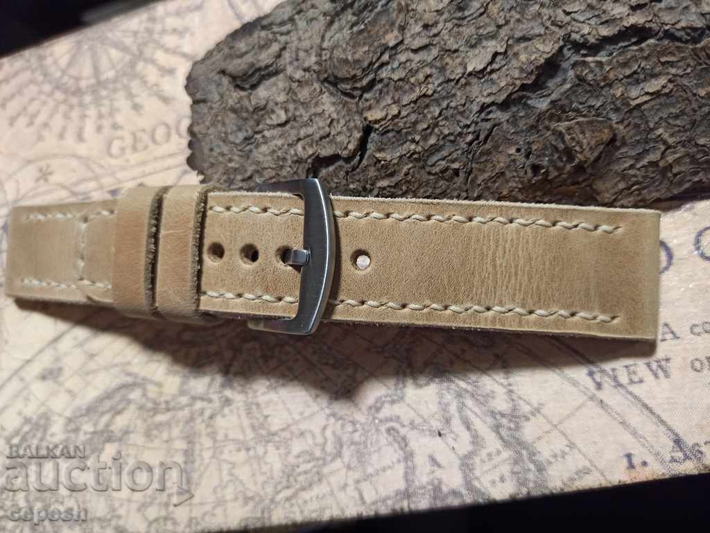 Leather watch strap 24mm Genuine leather by hand 833 - 5 Leather watch strap 24mm Genuine leather by hand 833 - 5