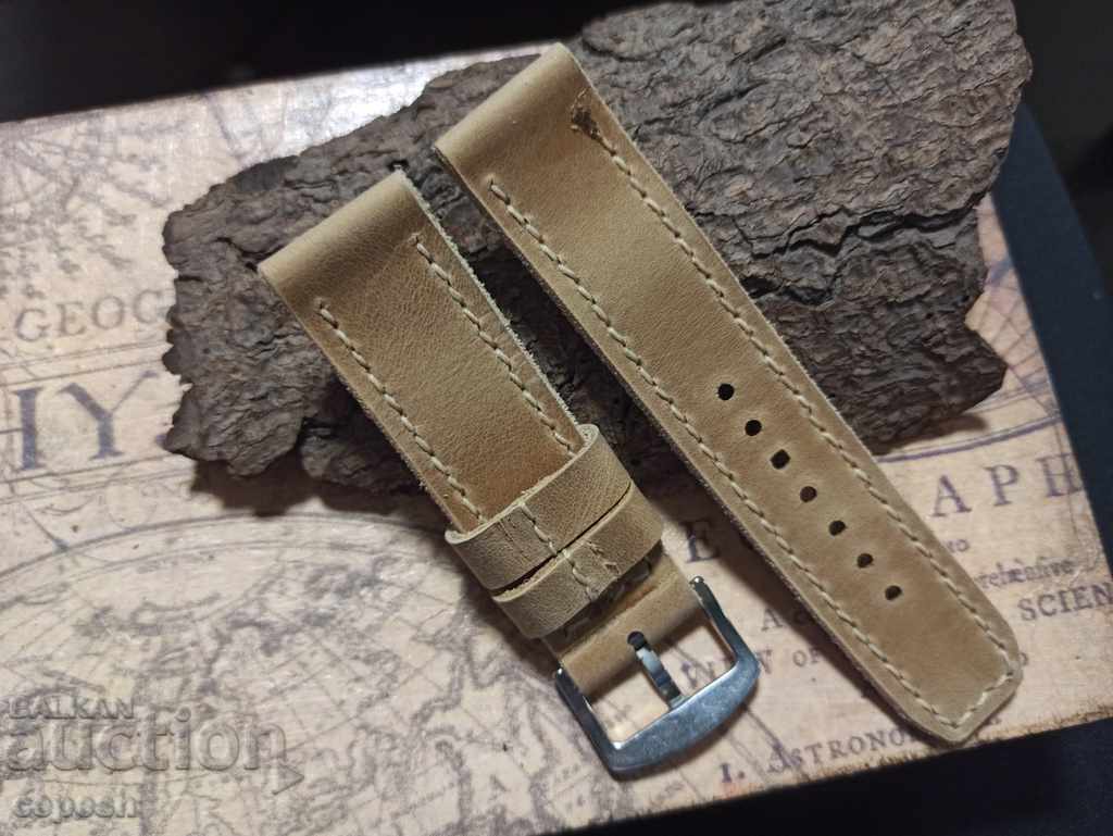 Leather watch strap 24mm Genuine leather by hand 833 - 7 Leather watch strap 24mm Genuine leather by hand 833 - 7