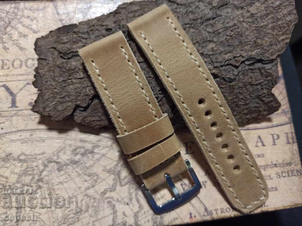 Leather watch strap 24mm Genuine leather by hand 833