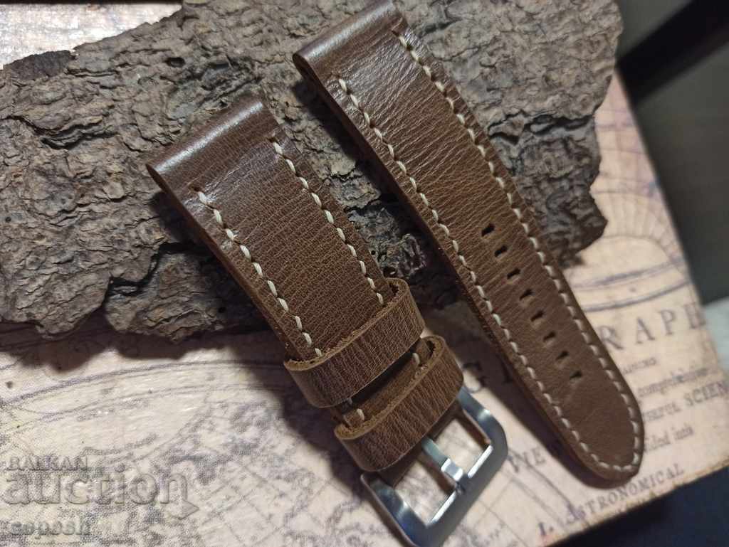 Leather watch strap 24mm Genuine leather by hand 839 with price 45.00 BGN | € 23.01