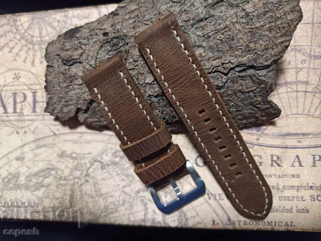 Auction  Leather watch strap 24mm Genuine leather by hand 839