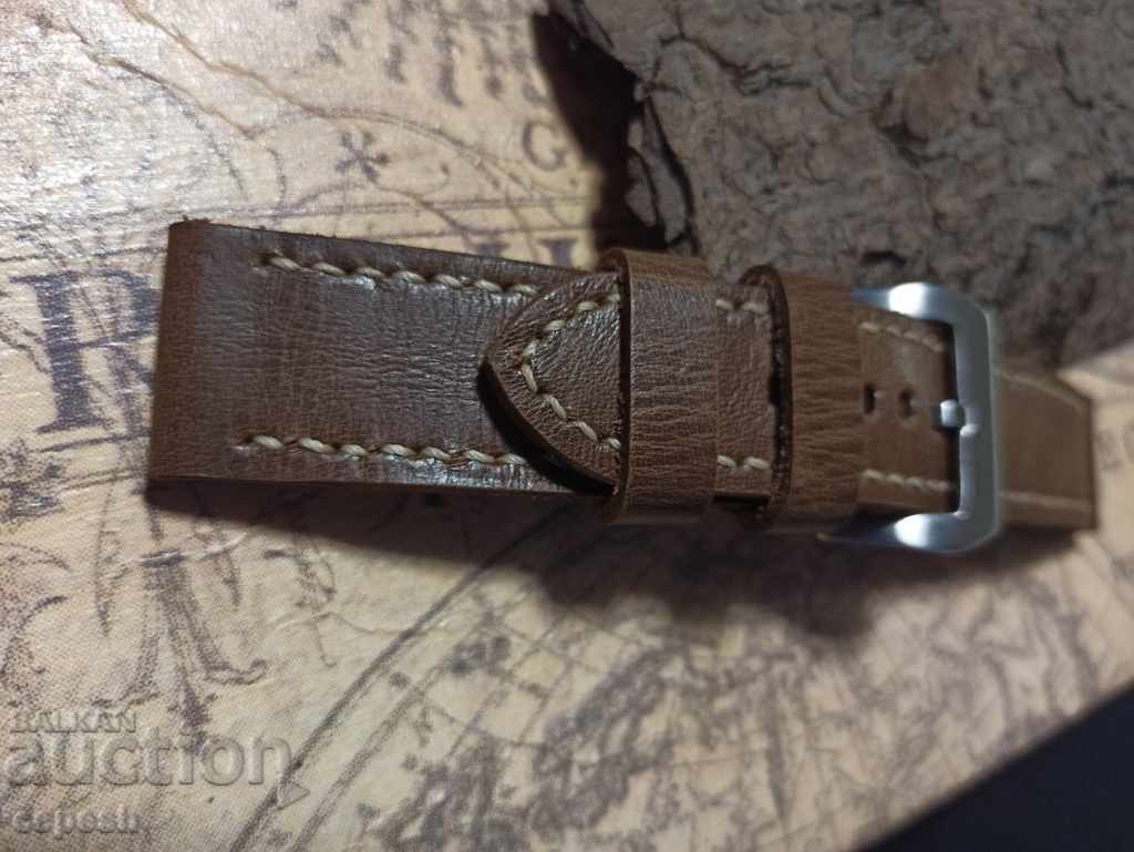 Delivery of Leather watch strap 24mm Genuine leather by hand 839