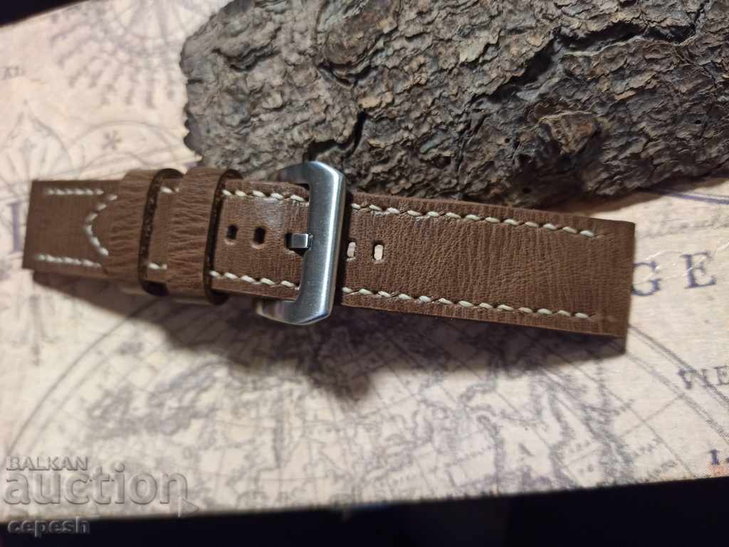 Leather watch strap 24mm Genuine leather by hand 839 - 5