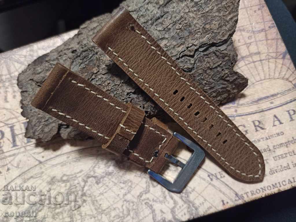 Leather watch strap 24mm Genuine leather by hand 839 - 7