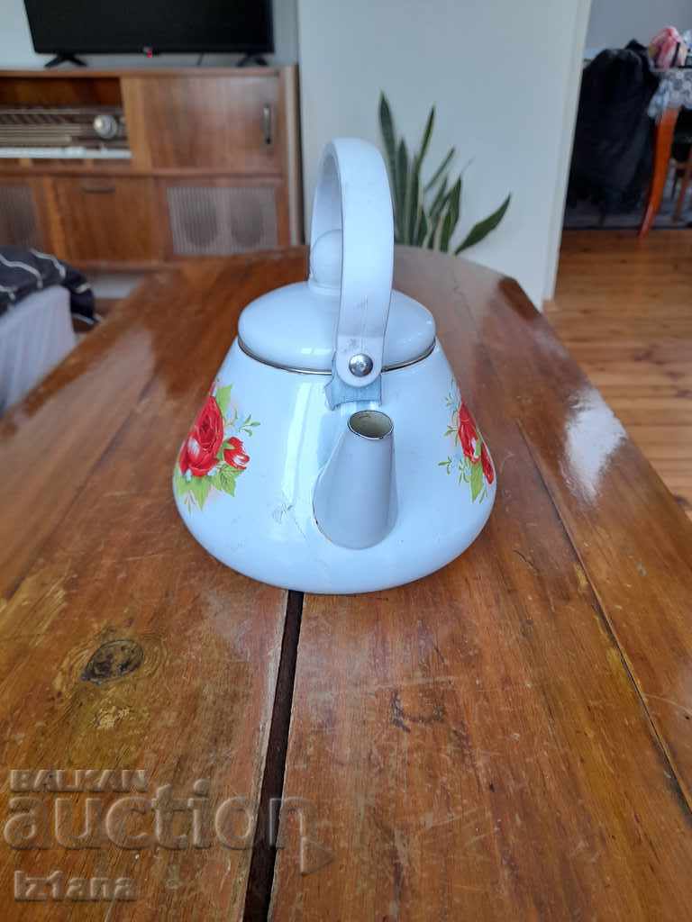 Old enamel teapot with price 20.00 BGN | € 10.23 Old enamel teapot with price 20.00 BGN | € 10.23