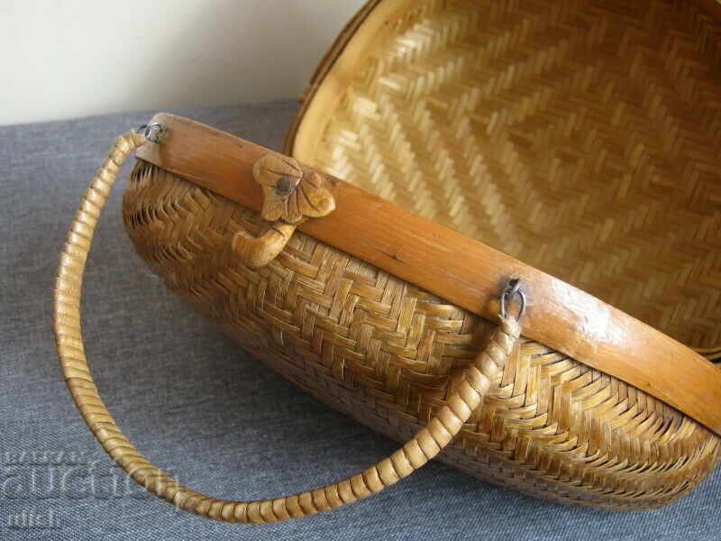 Geanta de dama tricotata din paie antica deco - 5