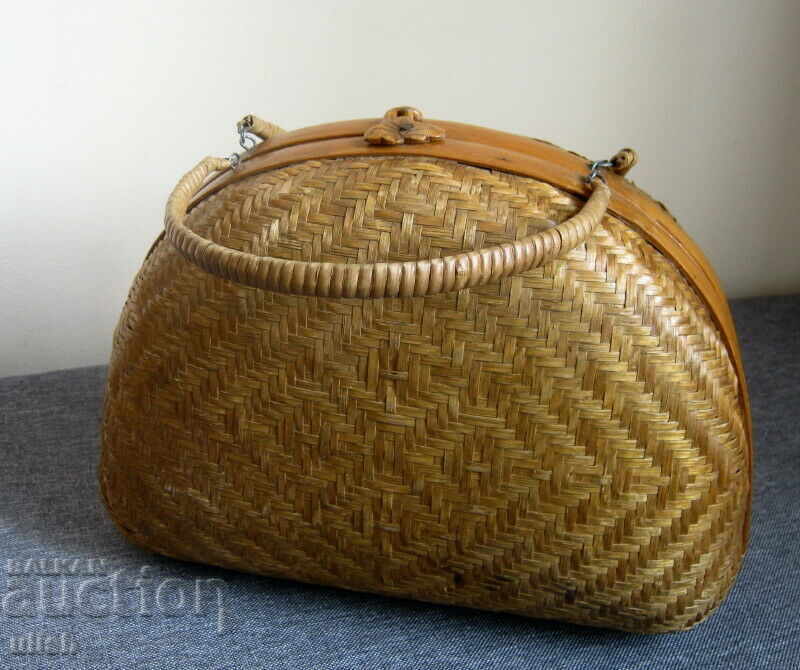 Antique straw knitted women's handbag deco