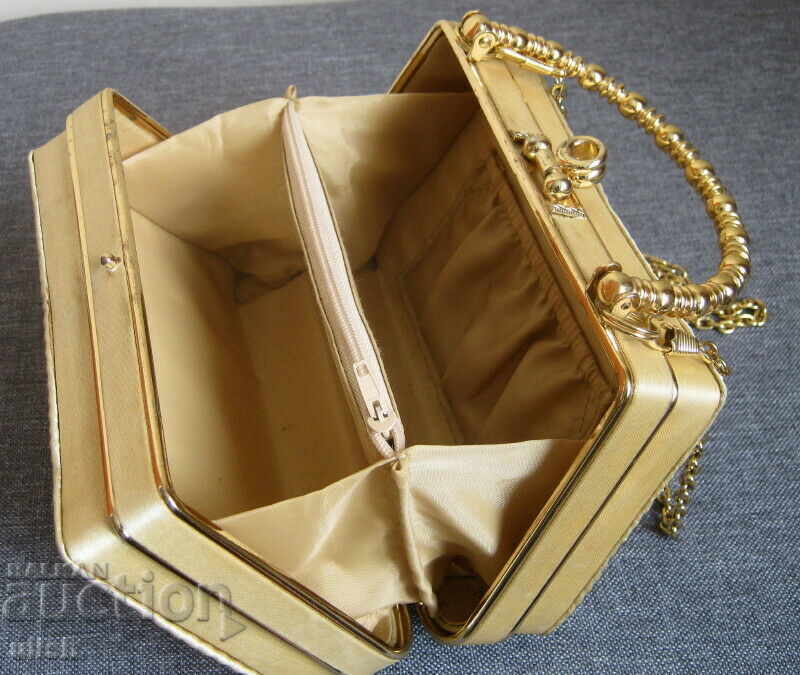 Стара деко плисирана дамска чанта за рамо с синджир - 5 Стара деко плисирана дамска чанта за рамо с синджир - 5