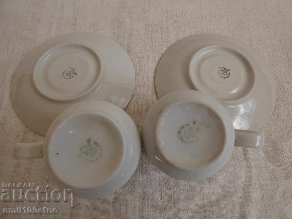 Set of 2 coffee cups with plates of old Bulgarian porcelain - 6 Set of 2 coffee cups with plates of old Bulgarian porcelain - 6