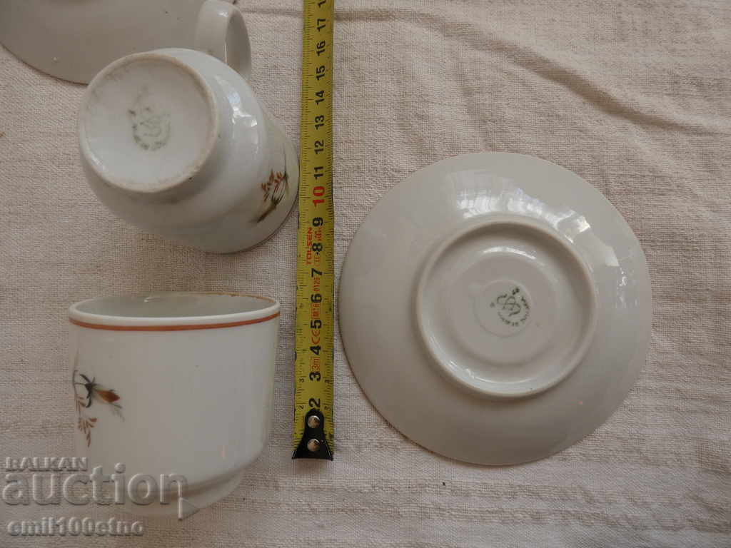 Set of 2 coffee cups with plates of old Bulgarian porcelain - 7 Set of 2 coffee cups with plates of old Bulgarian porcelain - 7