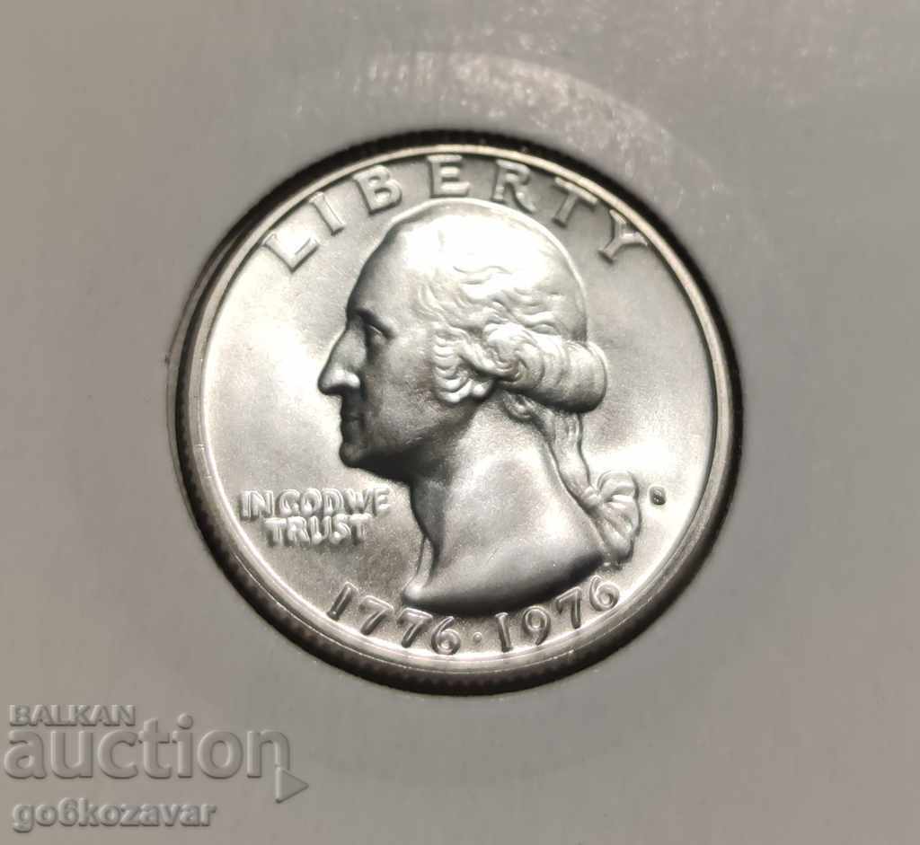 United States 25 cents 1976 UNC Anniversary Silver with price 26.00 BGN | € 13.29 United States 25 cents 1976 UNC Anniversary Silver with price 26.00 BGN | € 13.29