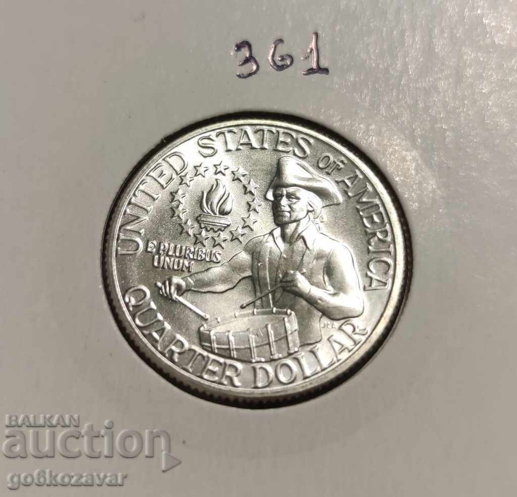 Сащ 25 цента 1976г Сребро  Юбилейни UNC