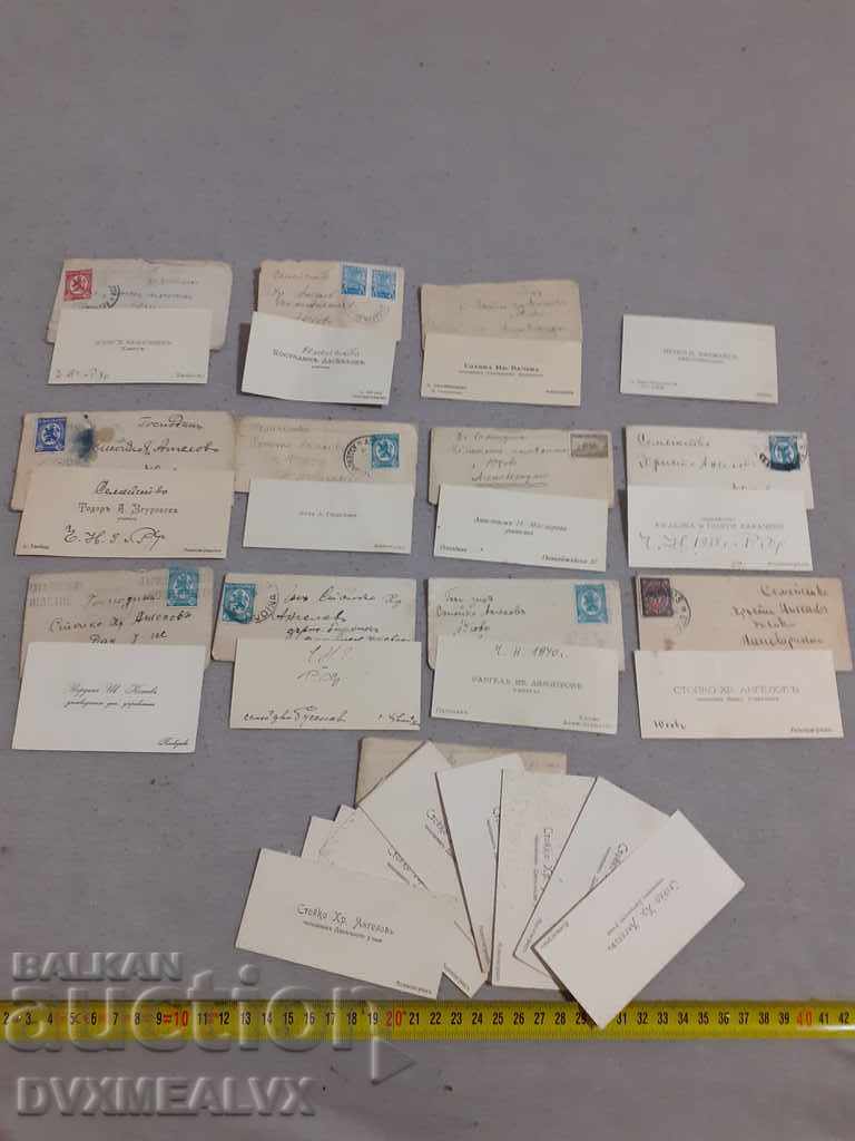 Lot of royal business cards with wishes, stamps, envelopes