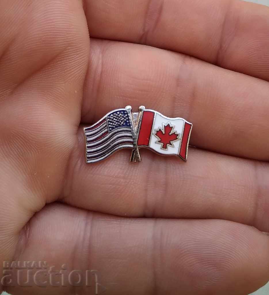 10773 Badge - Flags Canada USA - Email with price 5.00 BGN | € 2.56