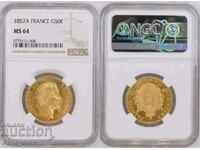 50 φράγκα Γαλλία 1857 Χρυσό νόμισμα NGC PCGS MS 64