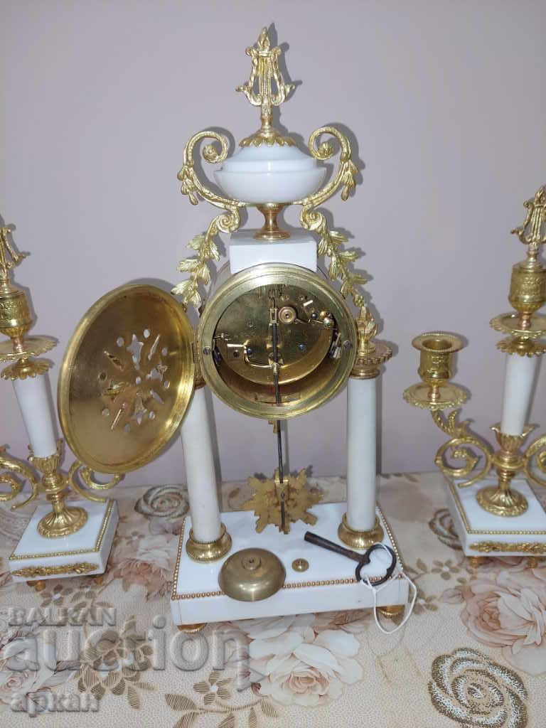 French fireplace clock - the end of the XIX century with candlesticks - 7 French fireplace clock - the end of the XIX century with candlesticks - 7