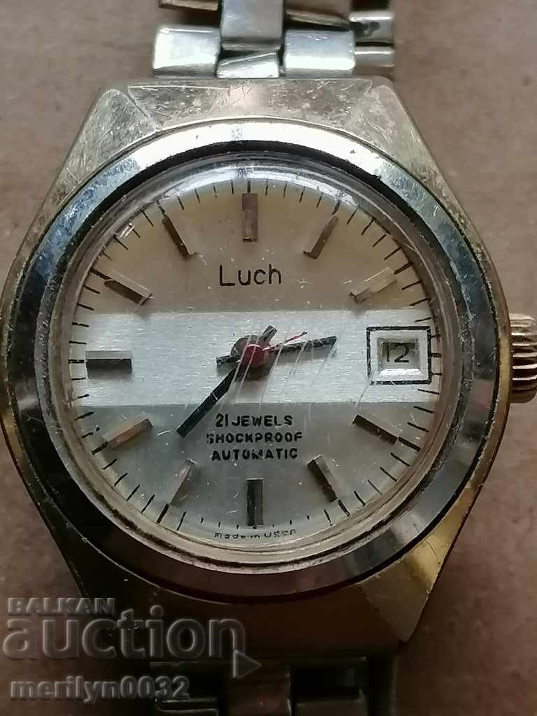 Ръчен часовник Луч автоматик датник РАБОТИ