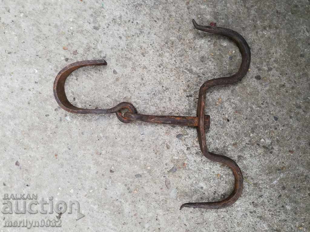 An old forged scraping hook, double twin - 5 An old forged scraping hook, double twin - 5