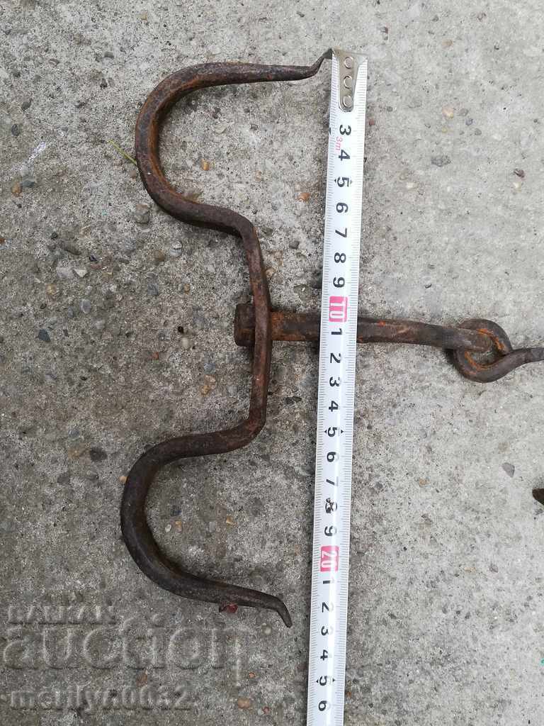 An old forged scraping hook, double twin - 6 An old forged scraping hook, double twin - 6