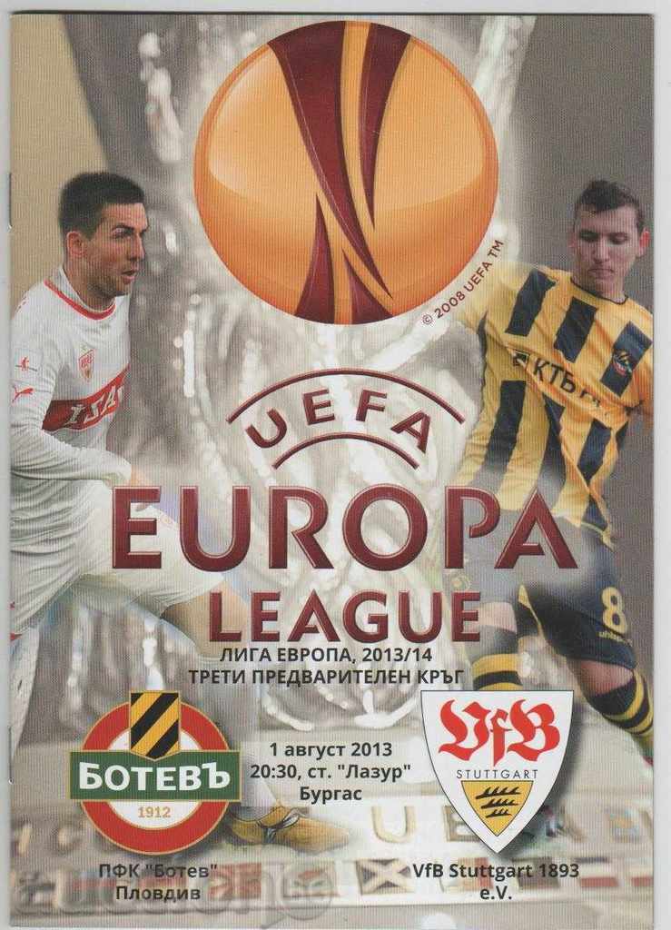 Football program Botev Plovdiv-Stuttgart 2013 Europa League