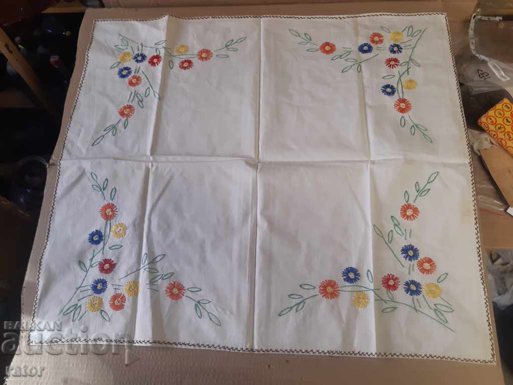 Hand embroidered tablecloth, carpet. Hand stitched