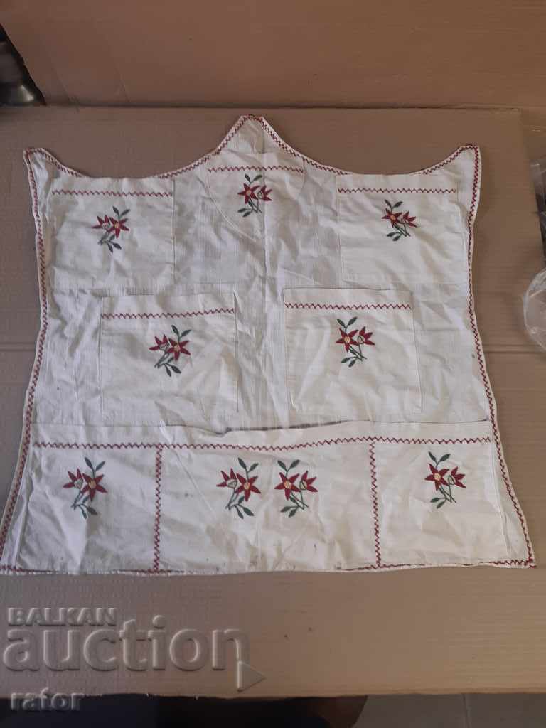 Hand embroidered rug with pockets. Hand stitched