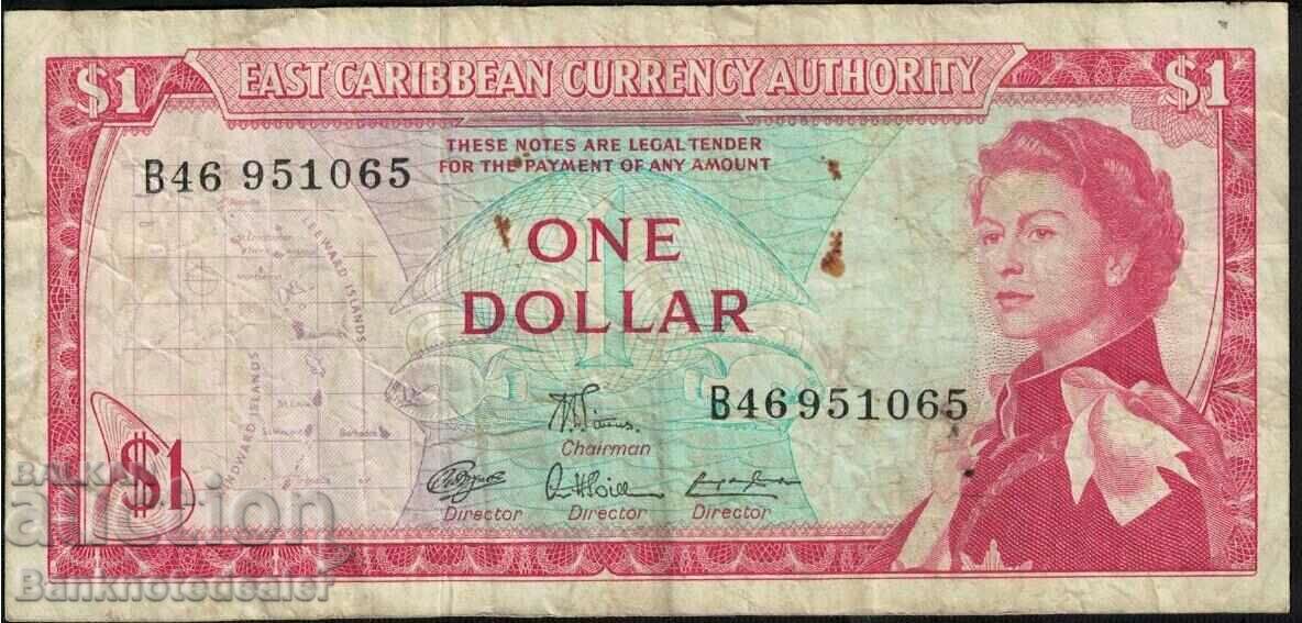 Moneda din Caraibe de Est 1 dolar 1965 Pick 13d Ref 1065