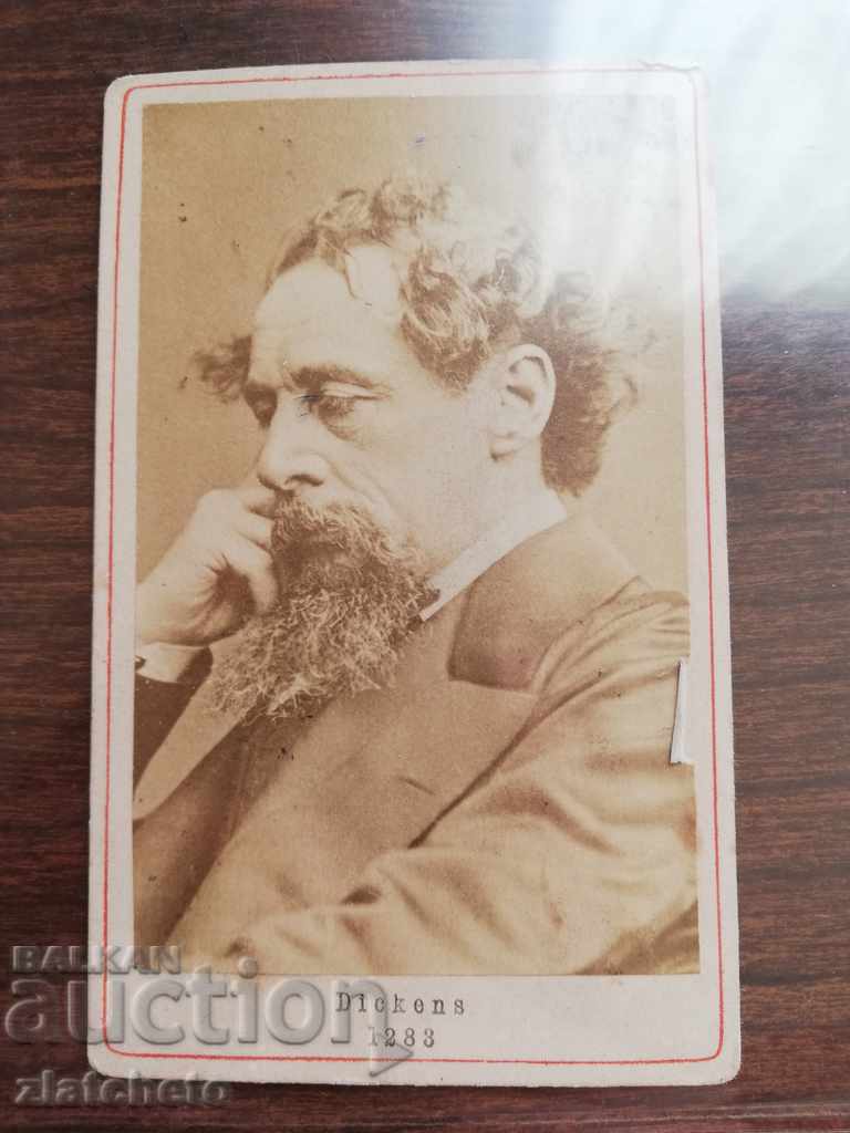 Fotografie veche din carton - Charles Dickens