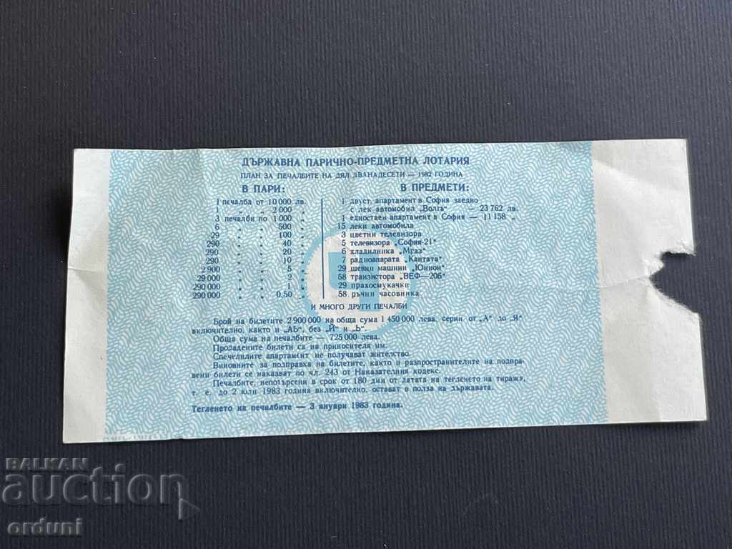 1971 Bulgaria lottery ticket 50 st. 1982 12 Lottery Title with price 5.00 BGN | € 2.56