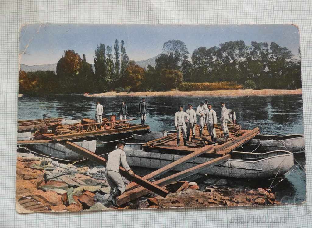 Card - German Army. Pioneers in bridge construction