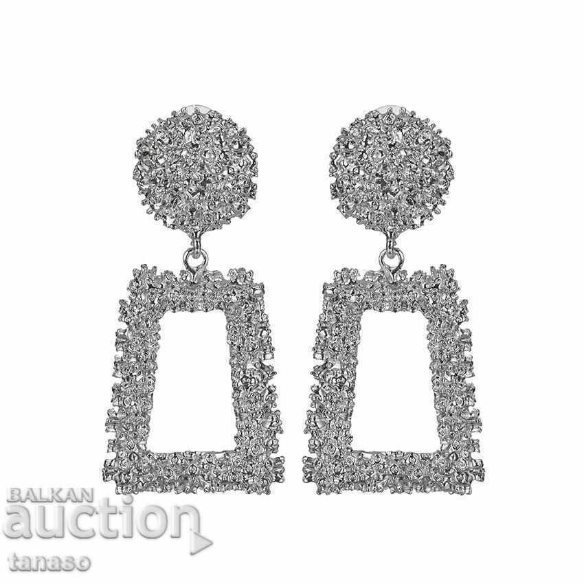 Silver-plated hanging earrings with zircons Silver-plated hanging earrings with zircons