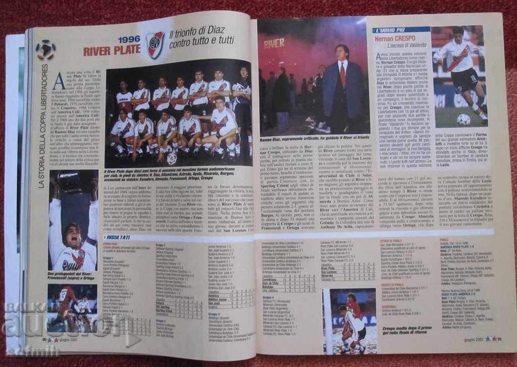 Revistă de fotbal Calcio 2000 iunie 2001 cu preț € 10.00 | 19.56 BGN